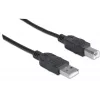 Manhattan USB-A į USB-B laidas, 3 m, vyriškas į vyrišką, 480 Mbps (USB 2.0), Hi-Speed USB, juodas, garantija visam laikui
