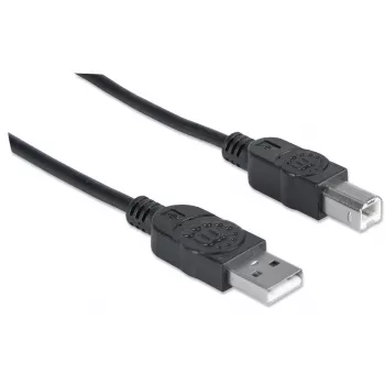 Manhattan USB-A į USB-B laidas, 3 m, vyriškas į vyrišką, 480 Mbps (USB 2.0), Hi-Speed USB, juodas, garantija visam laikui