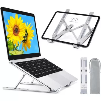 Stovas nešiojamam kompiuteriui Techly ICA-TBL 134TY sidabrinis, aliuminis, aukštis 55-155 mm