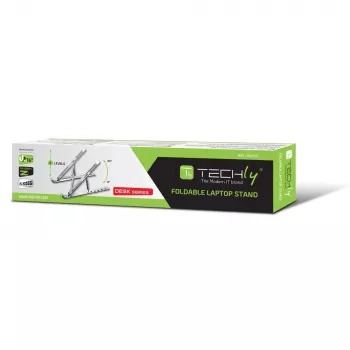 Stovas nešiojamam kompiuteriui Techly ICA-TBL 134TY sidabrinis, aliuminis, aukštis 55-155 mm