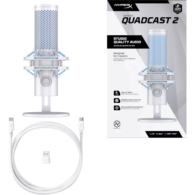 HyperX QuadCast 2 – USB mikrofonas (Frost)