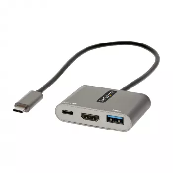 StarTech.com USB-C kelių prievadų adapteris, USB-C į HDMI 4K vaizdo, 100W PD perdavimas, USB 3.0 koncentratorius 5Gbps (1xType-C/1xA), USB-C mini dokas, USB-C kelioninis dokas, nešiojama nešiojamojo kompiuterio dokavimo stotis