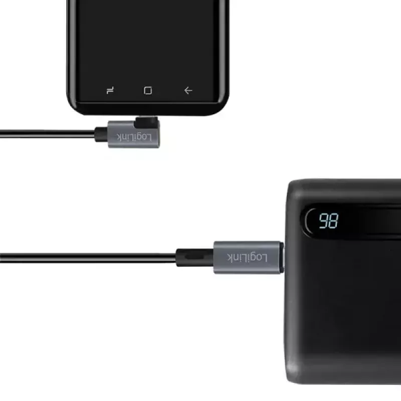 LogiLink CU0182 USB 2.0 laidas USB-C 1 m, juodas/sidabrinis