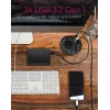 ICY BOX IB-HUB1430-CR įmontuojamas stalo kištukinis lizdas su USB prievadais, juodas