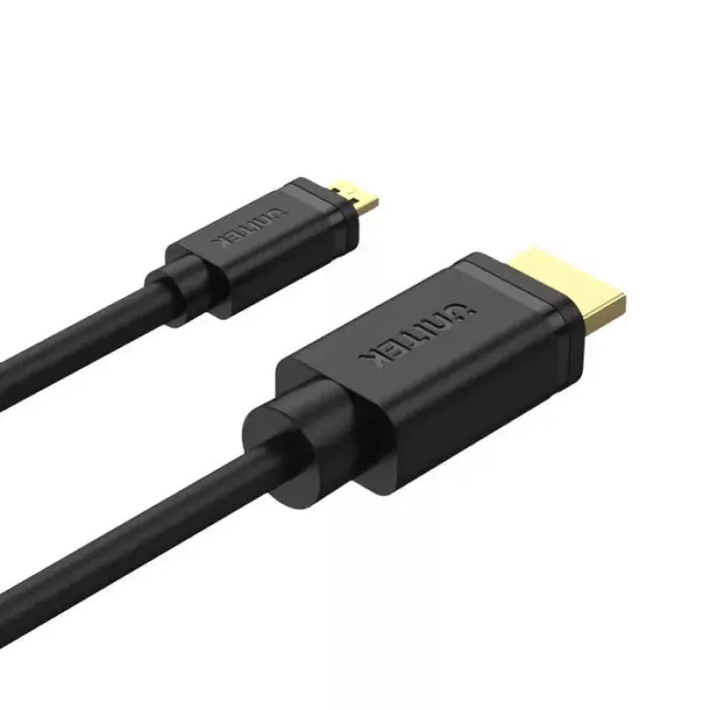 HDMI kabelis UNITEK Y-C182 2 m, Micro HDMI (D tipo) į standartinį HDMI (A tipo), juodas