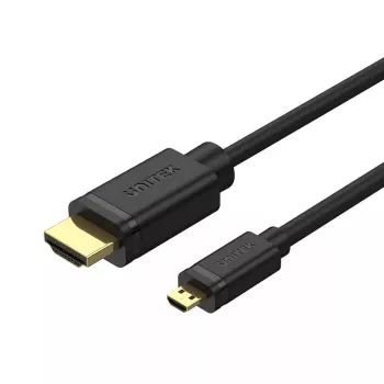 HDMI kabelis UNITEK Y-C182 2 m, Micro HDMI (D tipo) į standartinį HDMI (A tipo), juodas