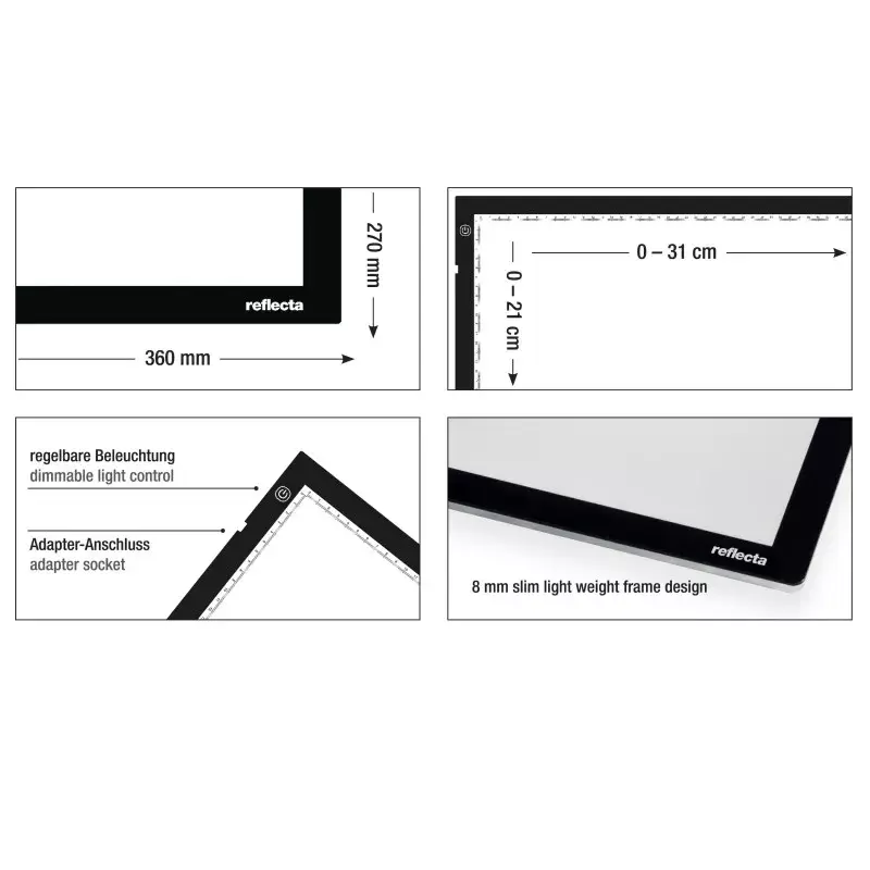 Rėmelio apšvietimo plokštė Reflecta LED Light Pad A4 Super Slim juoda 31x21 cm