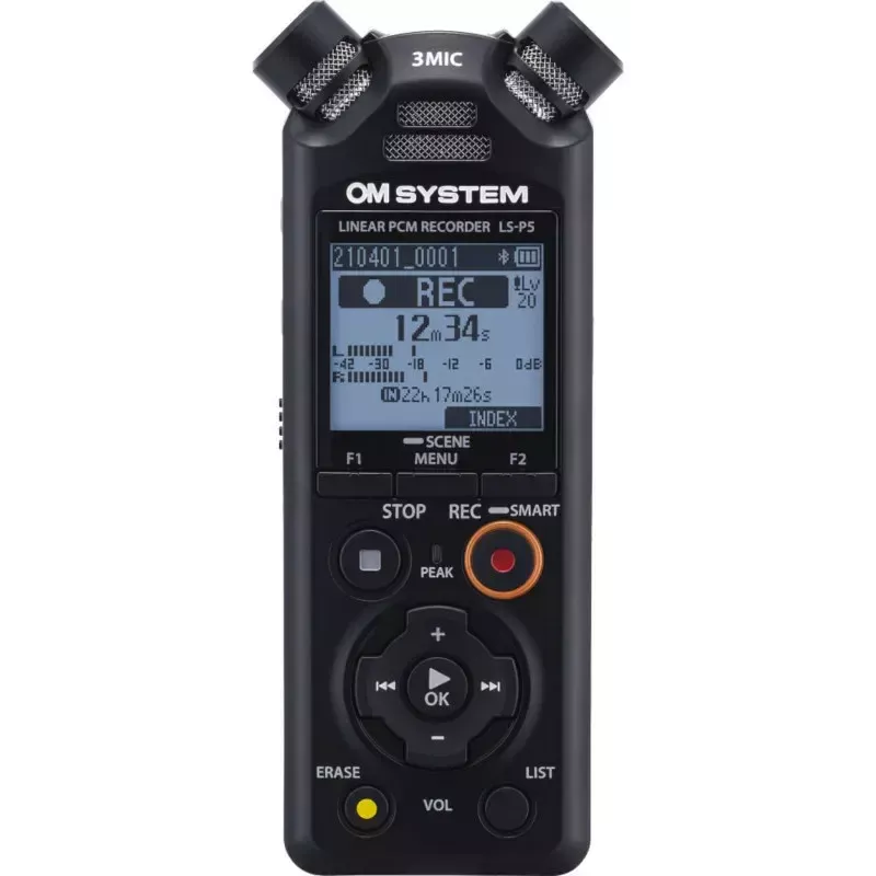 Diktofonas OLYMPUS LS-P5 komplektas – 24 bitų garso įrašymas, 8 GB vidinė atmintis