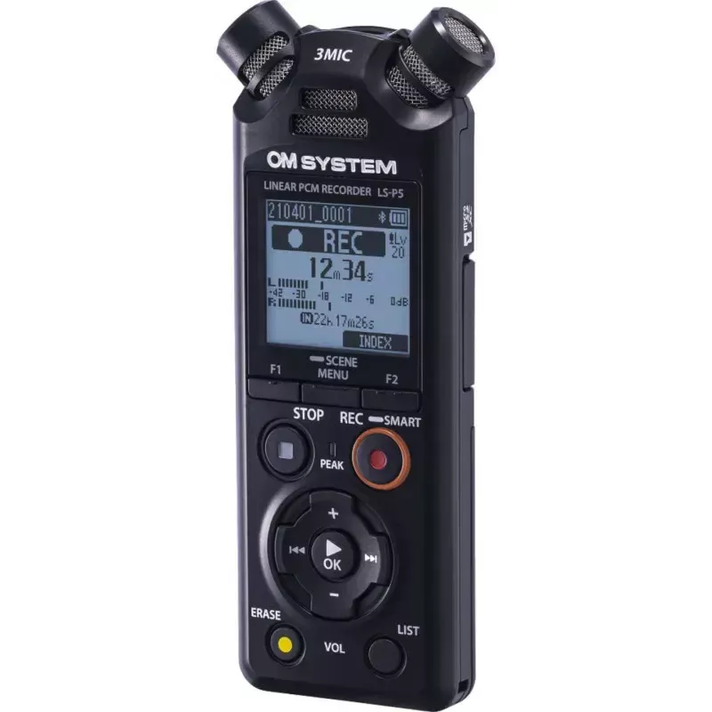 Diktofonas OLYMPUS LS-P5 komplektas – 24 bitų garso įrašymas, 8 GB vidinė atmintis