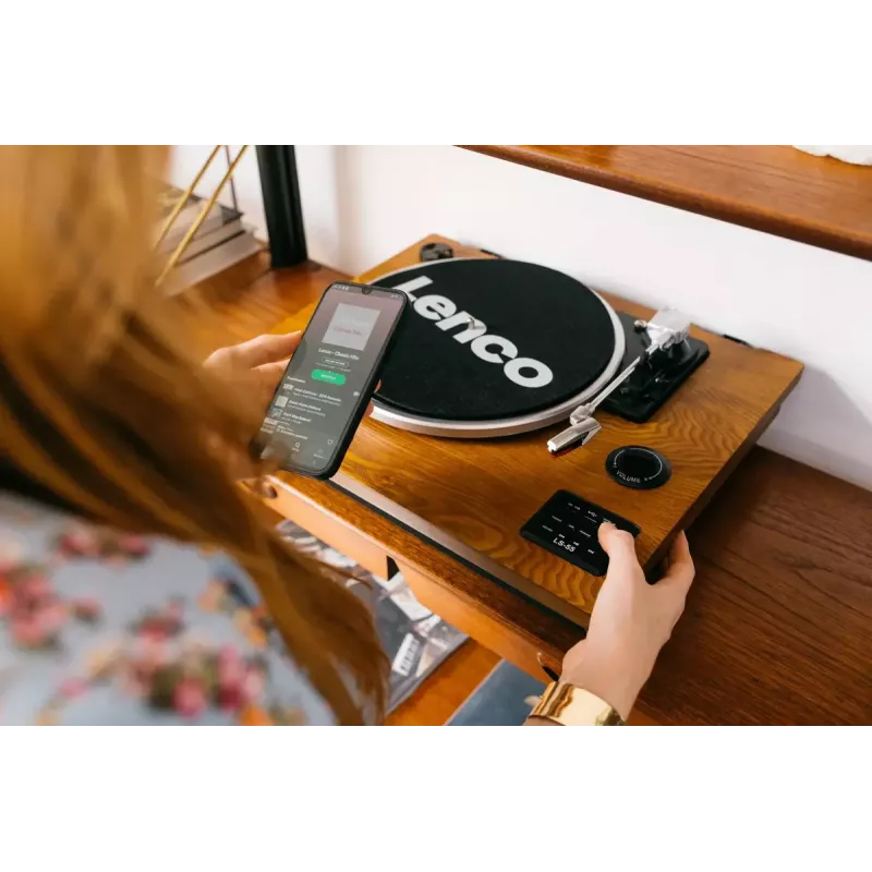 Patefono grotuvas su diržine pavara Lenco LS-55WA Wood Semi Automatic USB Bluetooth