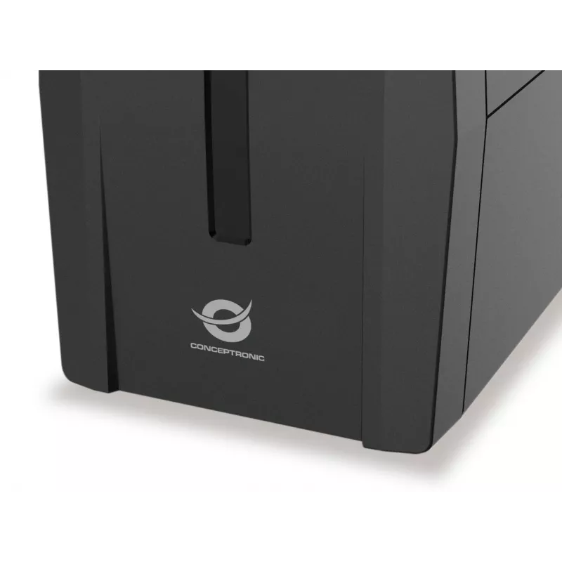 Conceptronic ZEUS01ES UPS, 650 VA (0,65 kVA), 360 W, 2x Schuko, HID USB, RJ45 įvestis/išvestis, 220-240 V, juodas