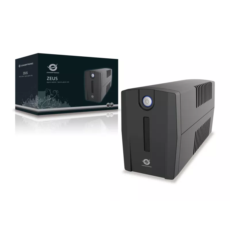 Conceptronic ZEUS02ES linijiškai interaktyvus UPS, 850 VA (0,85 kVA), 480 W, 2x Schuko, HID USB, RJ45 įvestis/išvestis, 220-240 V, juodas