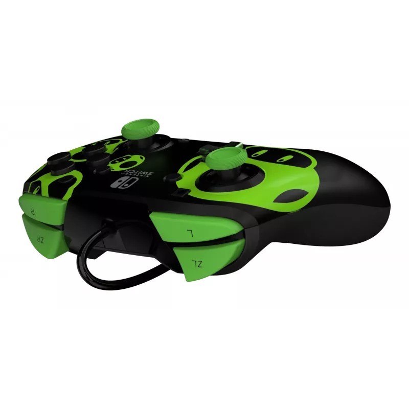 Pultelis PDP REMATCH Wired Controller 1-Up Glow in the Dark, skirtas Nintendo Switch, USB, 3 m laidas, D-pad, Home mygtukas, juoda/žalia