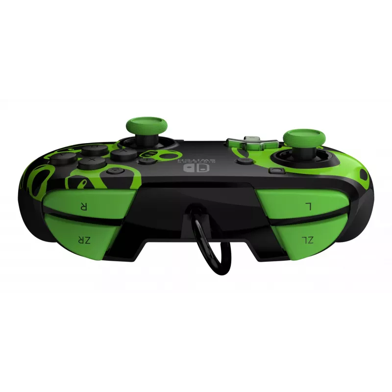 Pultelis PDP REMATCH Wired Controller 1-Up Glow in the Dark, skirtas Nintendo Switch, USB, 3 m laidas, D-pad, Home mygtukas, juoda/žalia