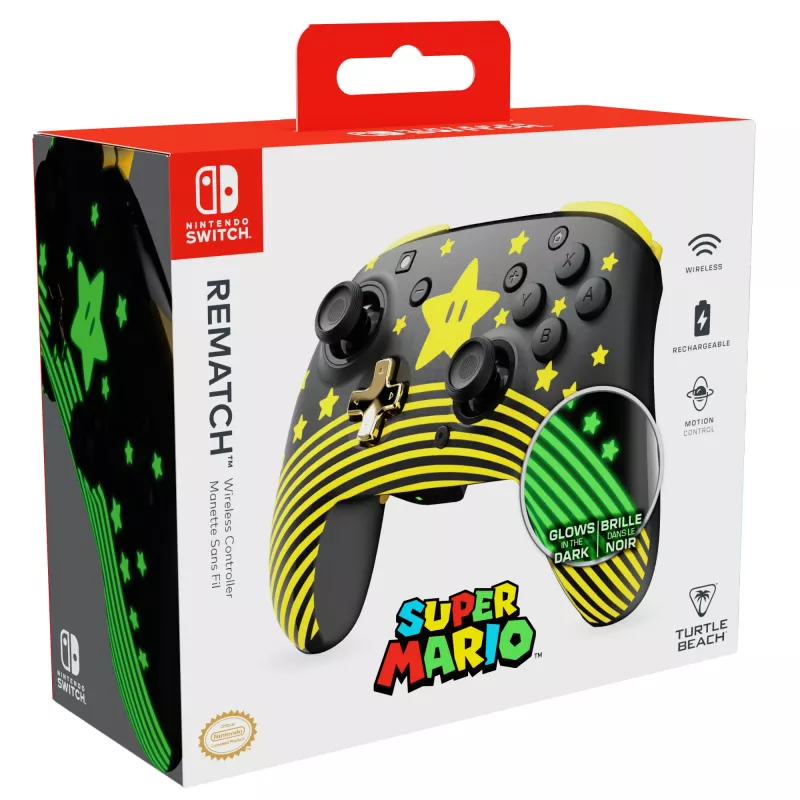 Turtle Beach Rematch TBC-8101-75 belaidis pultas Nintendo Switch, Super Mario Star, juodas/geltonas