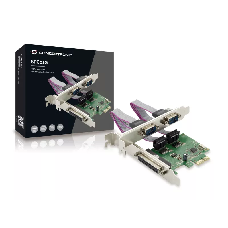 Conceptronic PCI Express plokštė su 1 lygiagrečiuoju ir 2 nuosekliaisiais prievadais