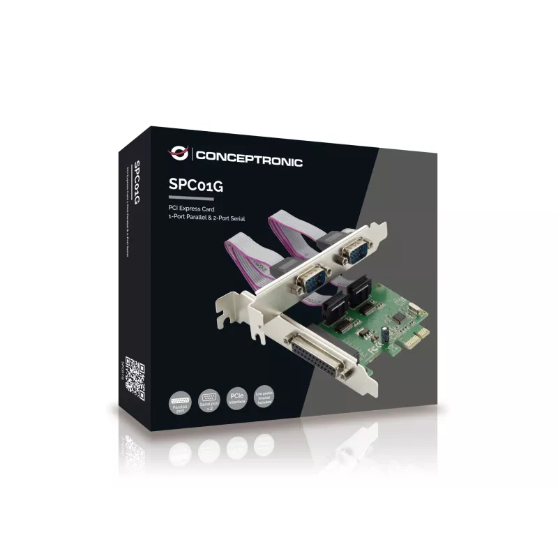 Conceptronic PCI Express plokštė su 1 lygiagrečiuoju ir 2 nuosekliaisiais prievadais