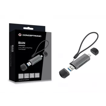 Conceptronic BIAN05G 2-in-1 USB 3.0 dviejų kištukų kortelių skaitytuvas, SD/MicroSD 3.0, UHS-I