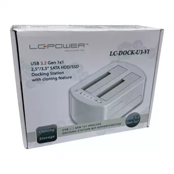 LC Power LC-DOCK-U3-VI - HDD / SSD Dockingstation - 2.5, 3.5 (6,4 cm, 8,9 cm) - 2 Sender/Kanal - SATA - USB 3,2 (Gen 2x1) - weiß, Eierschale (LC-DOCK-