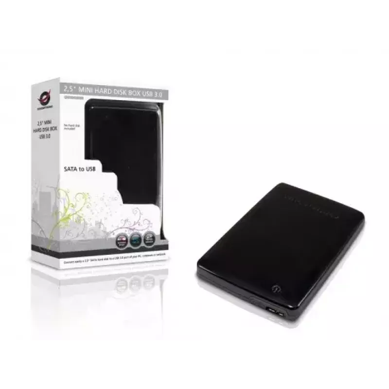 Conceptronic CHD2MUSB3B Grab'n'Go 2,5 colio HDD dėžutė Mini, USB 3.0, juodos spalvos