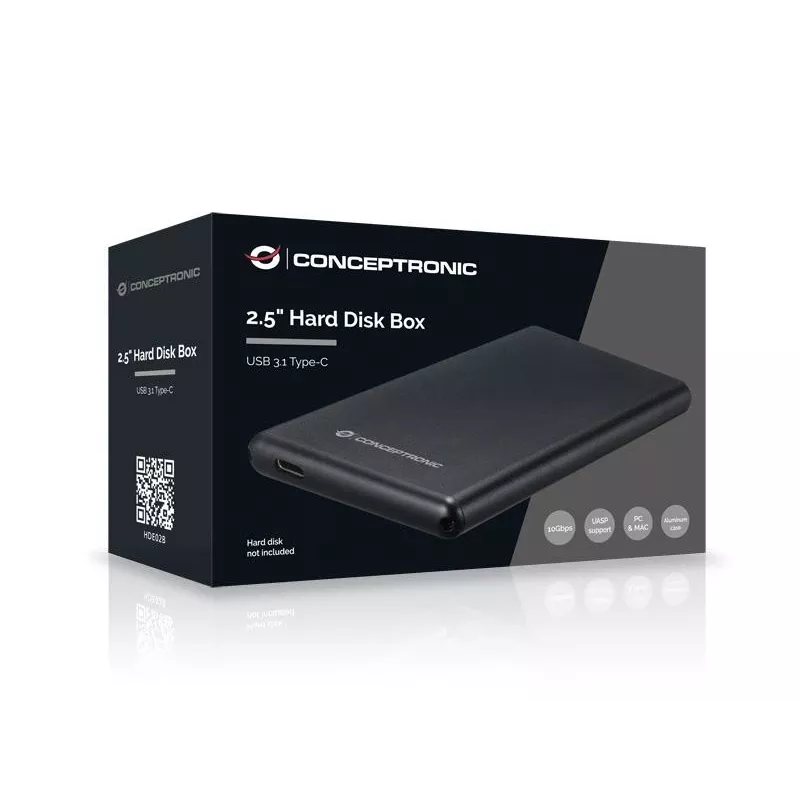 Išorinis HDD dėklas Conceptronic 2,5 colio Hard Disk Box USB 3.1 Type-C
