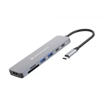 Conceptronic DONN28G 7-in-1 USB 3.2 Gen 1 Dockinė stotelė, 4K60Hz HDMI, USB-A 5Gbps x 2, USB-C 5Gbps, SD, TF/MicroSD, 100W USB PD