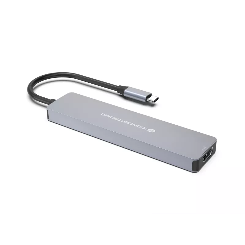 Conceptronic DONN28G 7-in-1 USB 3.2 Gen 1 Dockinė stotelė, 4K60Hz HDMI, USB-A 5Gbps x 2, USB-C 5Gbps, SD, TF/MicroSD, 100W USB PD