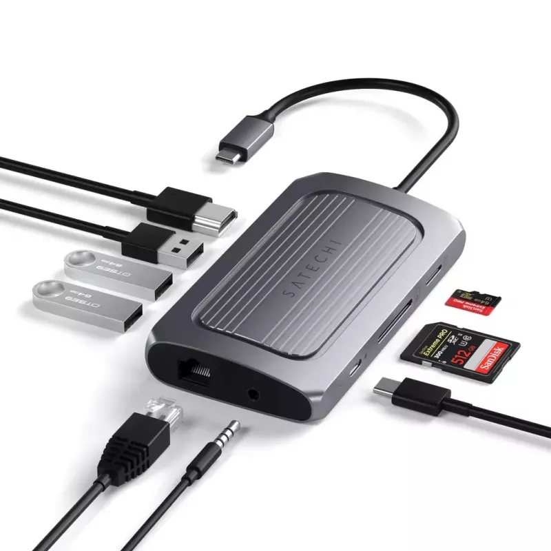 Satechi ST-U4MA3M USB Type-C adapteris 8K HDMI 100W PD pilkas