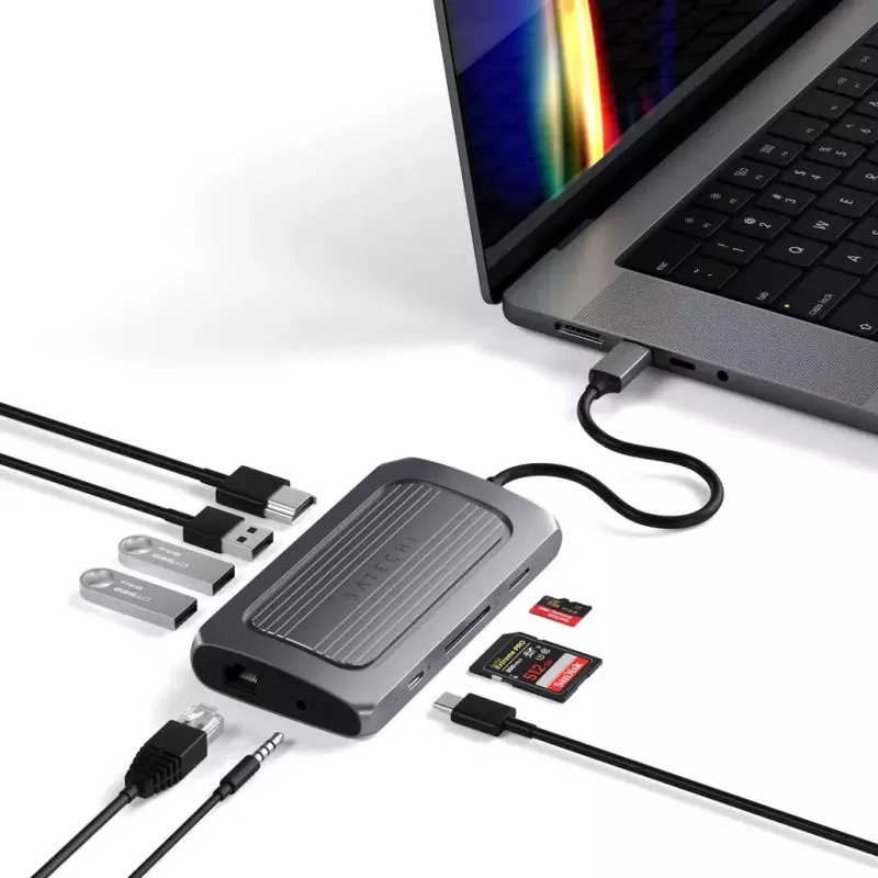Satechi ST-U4MA3M USB Type-C adapteris 8K HDMI 100W PD pilkas