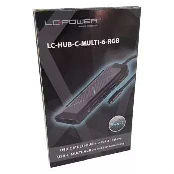 USB HUB LC-Power LC-HUB-C-MULTI-6-RGB Type-C 5000 Mbit/s Juodas