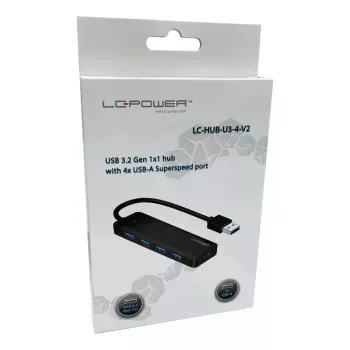 USB šakotuvas LC-Power LC-HUB-U3-4-V2 USB 3.2 Gen 1 Type-A Type-C 5 Gbit/s Juodas
