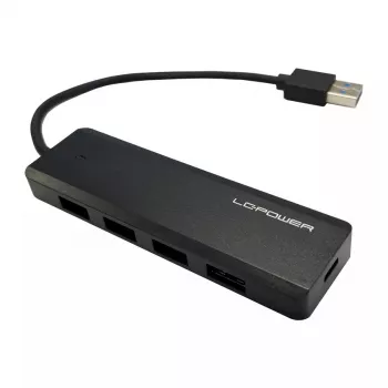 USB šakotuvas LC-Power LC-HUB-U3-4-V2 USB 3.2 Gen 1 Type-A Type-C 5 Gbit/s Juodas