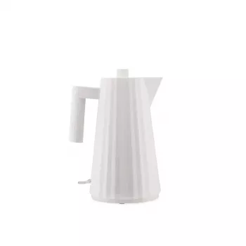 Elektrinis virdulys ALESSI Plissé 1.0 L 2200 W — termoplastinė derva, automatinis išsijungimas, nuimamas snapelio filtras, paslėptas pagrindas (baltas)
