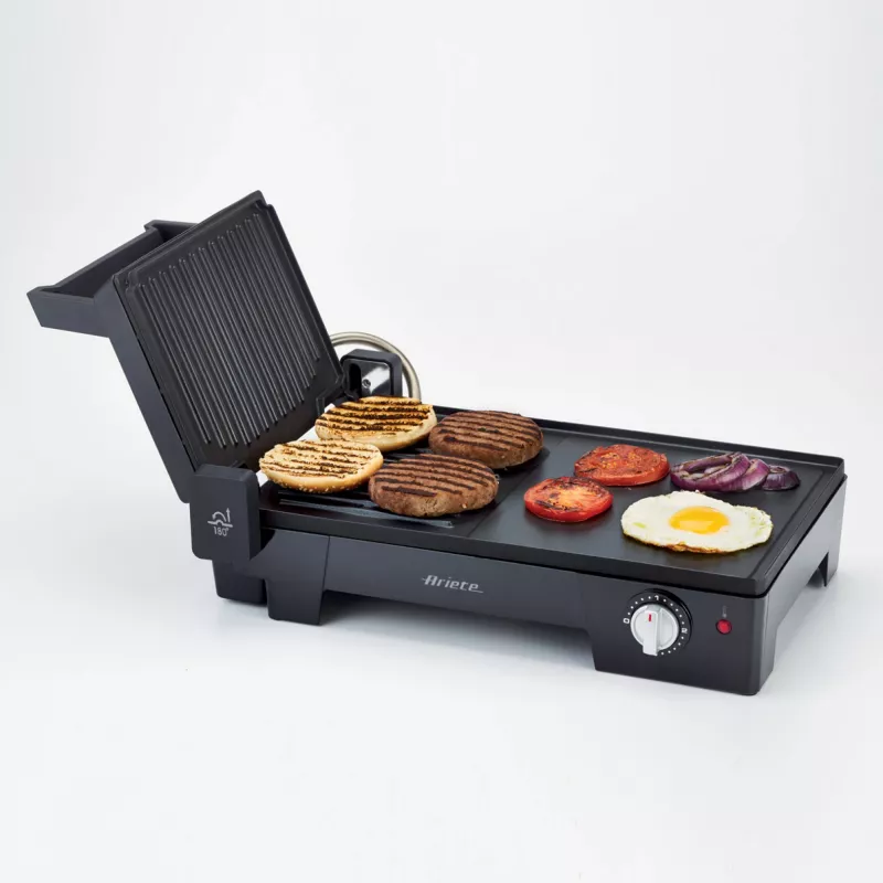 Ariete 1916 Multi Grill 3 in 1 - Elektrinis grilis, kepsninė, lygus ir briaunotas paviršius - 180° atidarymas - Reguliuojamas termostatas - 2400 W - Juoda