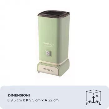 Ariete 2878 Vintage pieno putotojas – karšto ir šalto pieno putotojas – kapučinas, šokoladas, tirpios infuzijos – 500 W – žalia