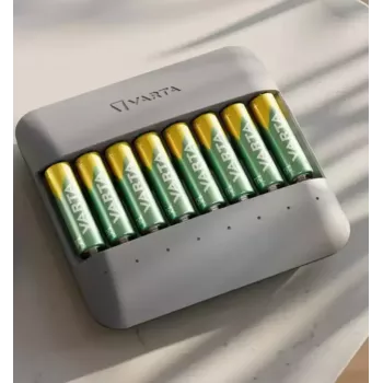 Baterijų įkroviklis Varta Eco Charger Multi – USB, NiMH AA/AAA, įkrauna iki 8 baterijų (2100 mAh, 1 val.), pilka