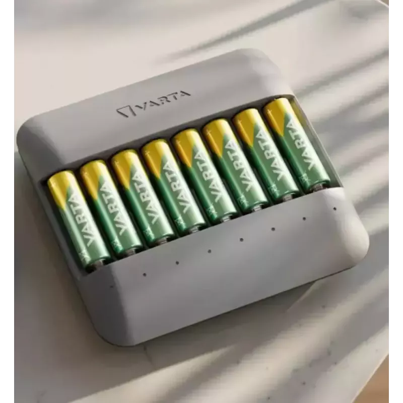 Baterijų įkroviklis Varta Eco Charger Multi – USB, NiMH AA/AAA, įkrauna iki 8 baterijų (2100 mAh, 1 val.), pilka