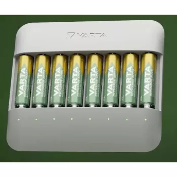 Baterijų įkroviklis Varta Eco Charger Multi – USB, NiMH AA/AAA, įkrauna iki 8 baterijų (2100 mAh, 1 val.), pilka