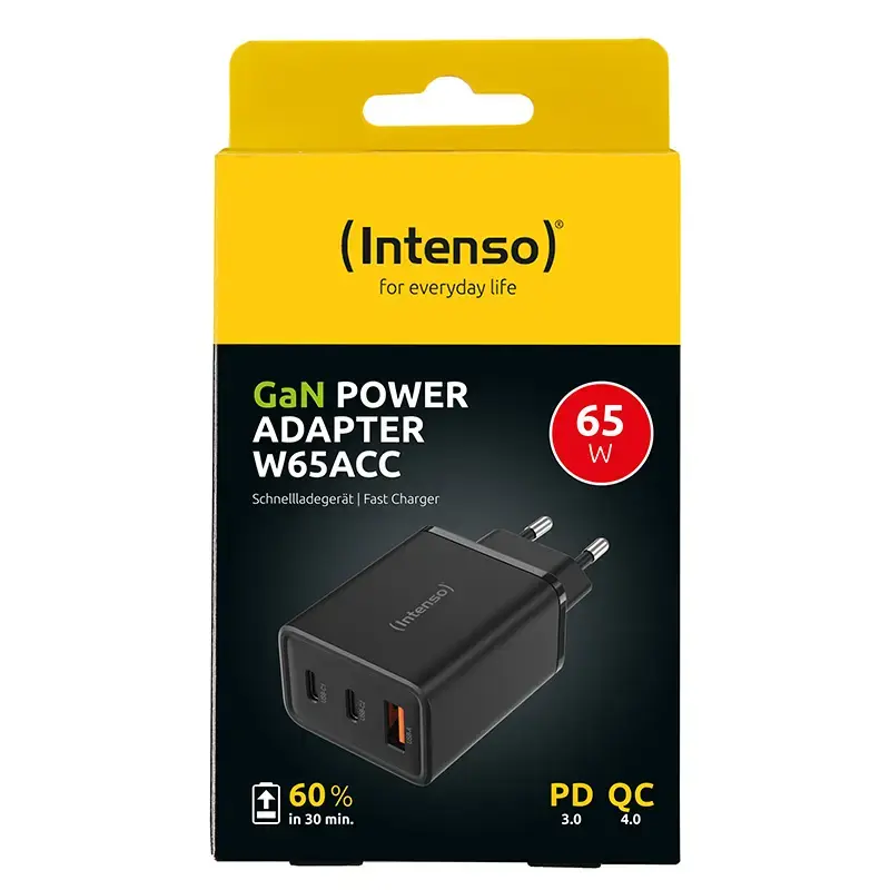 Intenso W65ACC 65W USB-C ir USB-A įkroviklis (juodas)