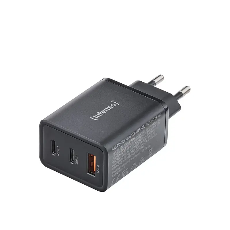 Intenso W65ACC 65W USB-C ir USB-A įkroviklis (juodas)