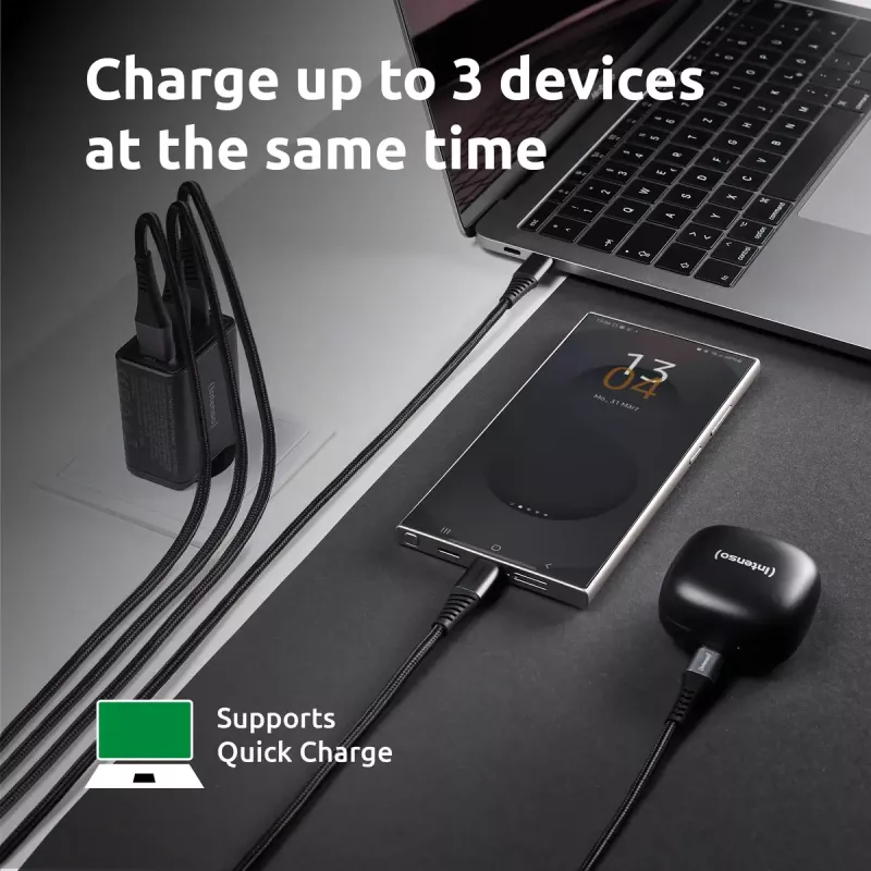 Intenso W65ACC 65W USB-C ir USB-A įkroviklis (juodas)