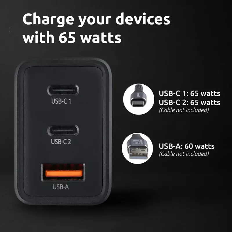 Intenso W65ACC 65W USB-C ir USB-A įkroviklis (juodas)