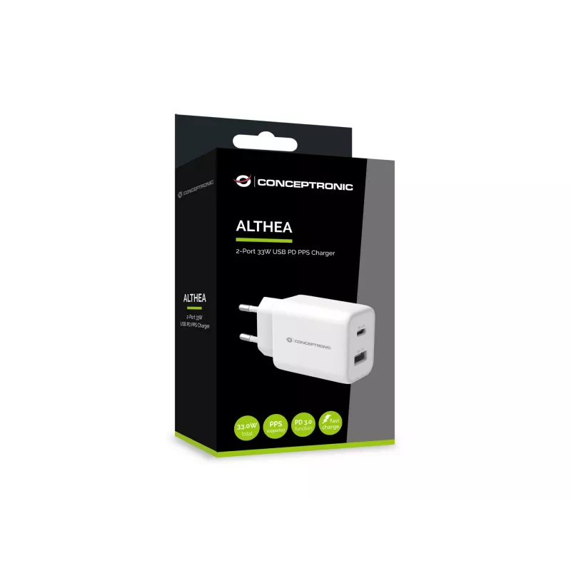 Conceptronic ALTHEA 2-Port 33W USB PD PPS įkroviklis, QC 3.0