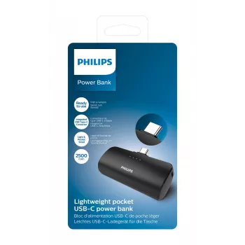 Philips DLP2510C/03 powerbank Lithium-Ion (Li-Ion) 2500 mAh belaidžiu įkrovimu Juoda