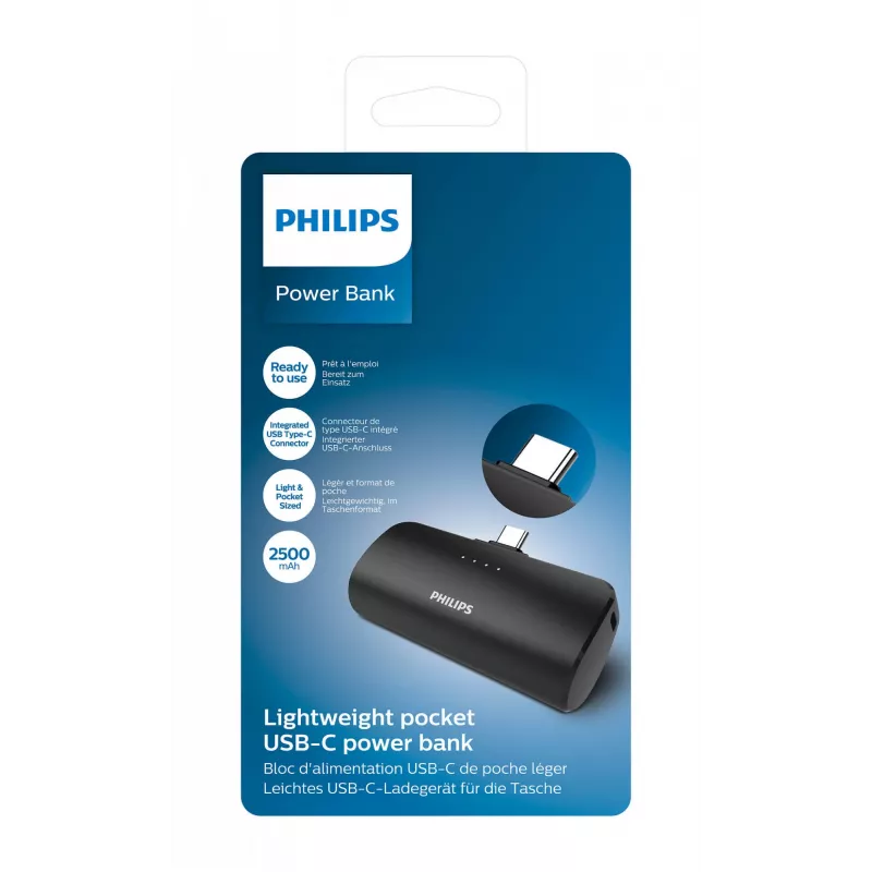 Philips DLP2510C mini nešiojamasis įkroviklis 2500 mAh, USB-C
