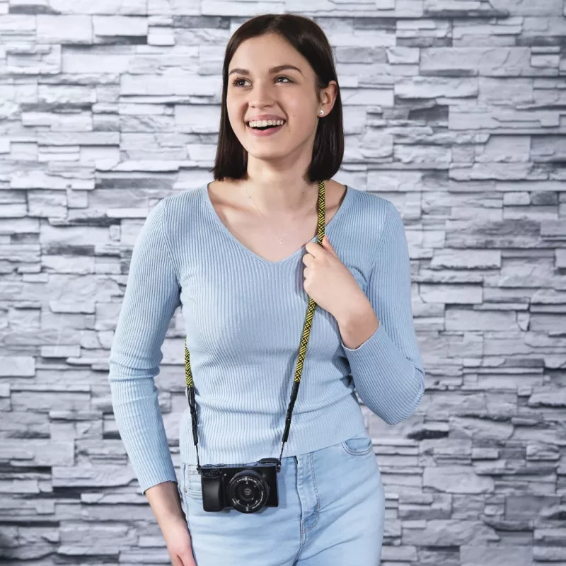 Fototechnikos diržas Hama Braid 120, nailoninis, juodas/geltonas, 120 cm