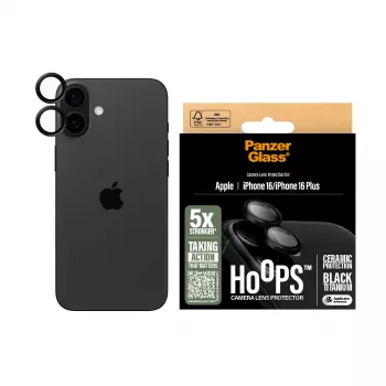 PanzerGlass ® Hoops® keraminis fotoaparato lęšio apsauginis stiklas iPhone 16 | 16 Plus