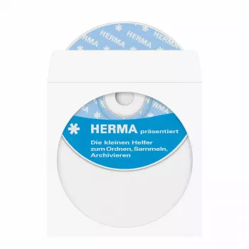 Vokeliai HERMA CD/DVD popieriniai balti su lipniu tašku 100 vnt.