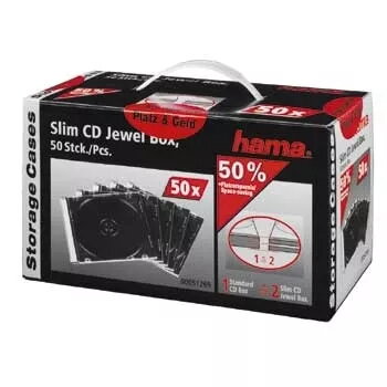 Hama 51269 CD Slim Jewel Case skaidrus, 50 vnt., 1 diskui