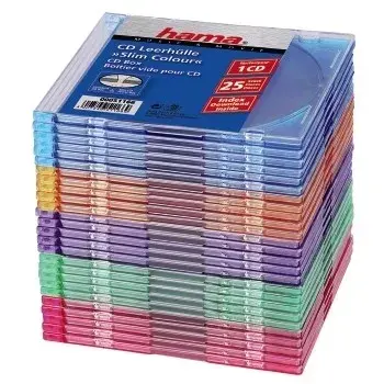 Hama CD Slim Box 25 vnt. spalvoti, 1 diskas, daugiaspalviai